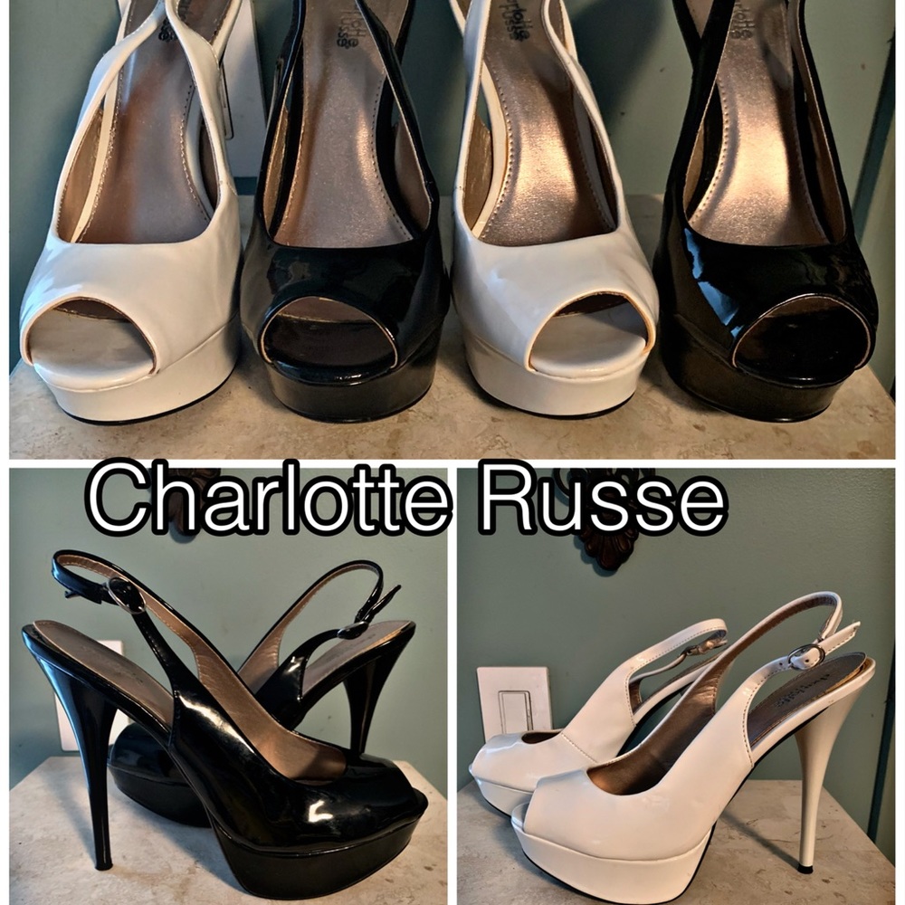 (2) Paten Leather Sling back peep toe stilettos for the price of 1!!! SALE!